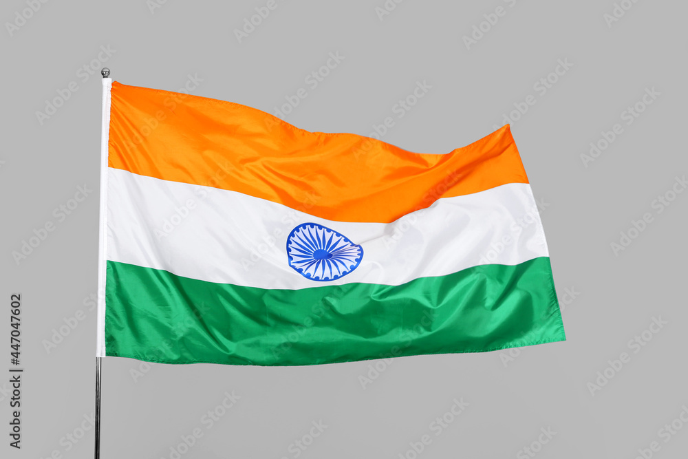 Flag of India on grey background