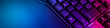© Natallia - Keyboard professional video gamers with computer. Cyber sport championship, neon blue color lights