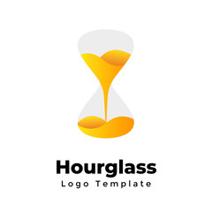 Wall Mural - Hourglass with flowing sand. Creative vector logo template. Abstract sign. Modern minimalistic symbol. Identity graphic element. Web icon. 