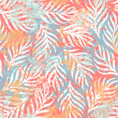 Vector hand-drawn natural ornament on textured background. Antique shabby seamless pattern for printed products like wallpapers, packaging, textiles. Modern design in trendy style.