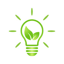 Eco Green Leaf Icon In Light Bulb Bio Nature Green Eco Symbol For Web And Business