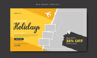travel banner template design for business marketing in social media and web. travelling, tour and t