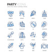 Simple Set of Party Related Vector Line Icons.  Contains such Icons as Festival, Karaoke, Music and more. Editable Stroke. 64x64 Pixel Perfect.