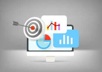 Poster - Business report with different charts and diagrams
