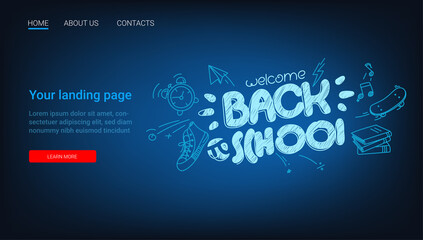 Wall Mural - Back to school banner with doodling elements. Web banner template