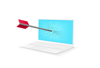 Aufkleber - Damaged computers screen by dart. 3d style vector illustration