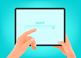 Aufkleber - Man holding tablet computer and using searching in browser window