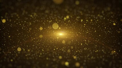 Wall Mural - Futuristic Gold Bokeh Blur Particle Flying Flickering in Cyber Space 4K Seamless Loop Motion Background