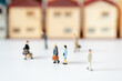 © BLUEBOEING - Miniature people businesses man women or salary man walking go to work or back to home after work office company with copy space for business working daily using for online world wide marketing ads