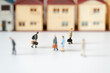 © BLUEBOEING - Miniature people businesses man women or salary man walking go to work or back to home after work office company with copy space for business working daily using for online world wide marketing ads