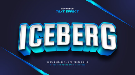 Wall Mural - blue iceberg text style with 3d embossed effect. editable text style effect