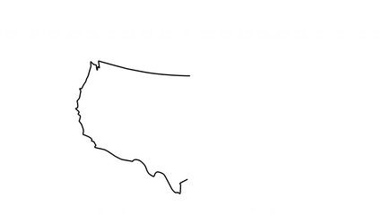 Wall Mural - USA map self drawing animation. Putline and state division. USA animated text letters appearing.