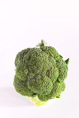 Broccoli is an edible green plant in the cabbage family (Brassicas) isolated on white background.