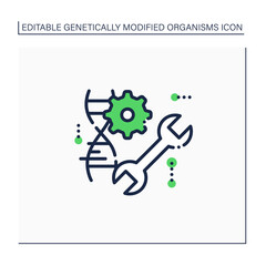 Wall Mural - Genetic engineering line icon. DNA molecule, editing gene. Medical technology. Microscopic structure. Genetically modified organism concept. Isolated vector illustration.Editable stroke