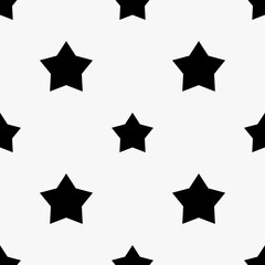Poster - Vector black strars. White background. Repeated stars sample pattern.