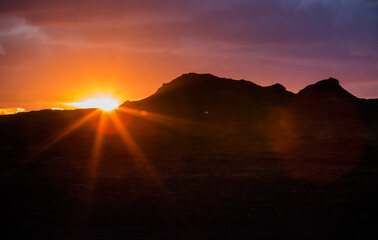 Wall Mural - sunset in the mountains