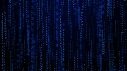 Wall Mural - 4k binary code falling numbers matrix fallig letters loop background animation. abstract technology.