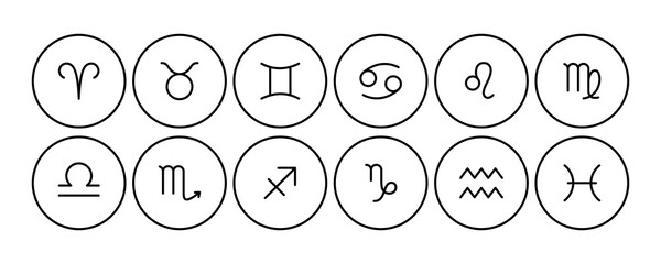 line zodiac signs: aquarius, libra, leo, taurus, cancer, pisces, virgo, capricorn, sagittarius, arie