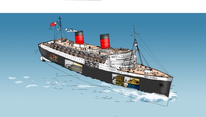 Queen Elisabeth II Ship Cutout Illustration