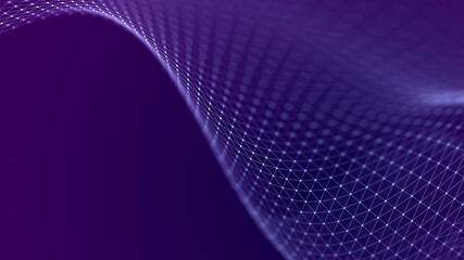 Wall Mural - futuristic wave. the structure of the network connection of points and lines. technology concept. 3d