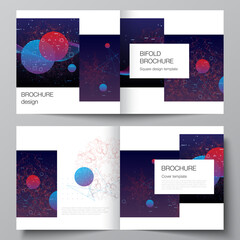 Wall Mural - vector layout of two covers templates for square bifold brochure, flyer, magazine, cover design, boo