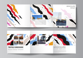 Canvas Print - vector layout of square covers design templates for trifold brochure, flyer, magazine, cover design,