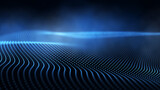 Fototapeta Pokój dzieciecy - Beautiful curved wave on a dark background. Digital technology background. Concept of network. 3D