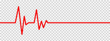 Heart Rate Monitor Line Vector Isolated On Transparent Background. Heart Rate Pulse Rhythm Line Illustration. 