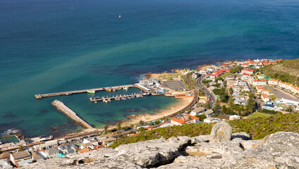 Wall Mural - Elevated panoramic view of Kalk Bay Harbour in Cape Town