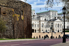 Street View Of The Plaza In Front Of The Household Cavalry Museum, April 2021, London, England, UK