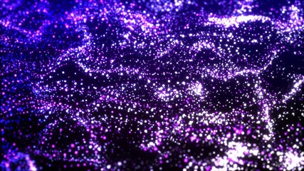 Wall Mural - 4k glitter magical particles sparkling energetic turbulent motion on blue loop background animation.