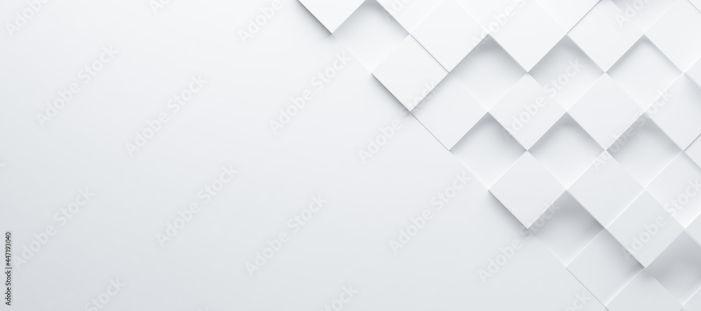 Abstract and Illustration of white box or cube background,light and shadow with free space, 3D rendering and copy space. - obrazy, fototapety, plakaty 