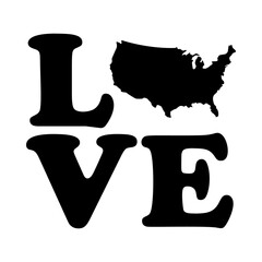 Sticker - Vector Love USA Illustration on White Background