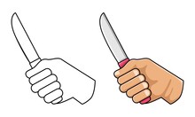 Hand Holding Knife Coloring Page For Kids