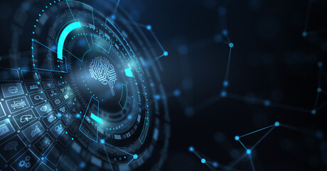 artificial intelligence (ai), machine learning and modern computer technologies concepts. business, 