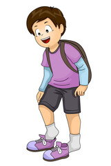 Sticker - Kid Boy Put On Shoes Going To School Illustration