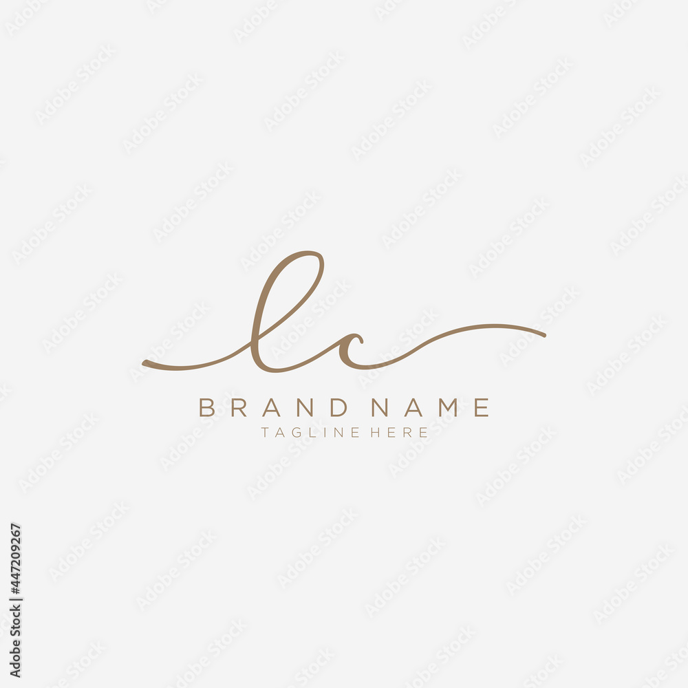 Letter LC gold Initial handwriting design logo template. Stock Vector ...