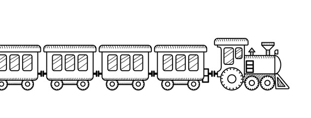 Train coloring book for kids black and white