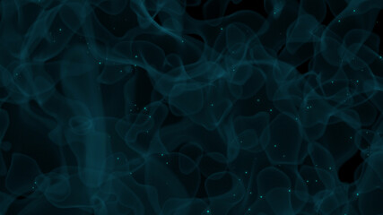 Wall Mural - 3d illustration graphic of blue foggy atmosphere with small energy particles floating. copy space.