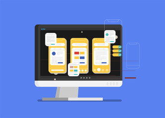Wall Mural - flat vector illustration communication with production agency