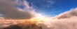 Sea sunset among the clouds, Clouds, among the clouds, banner of clouds, 3d rendering