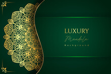Green Luxury Ornamental Mandala Design Background In Gold Color Vector Free Vector