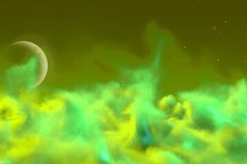 Wall Mural - misty clouds with moon concept creative abstract background for creation purposes
