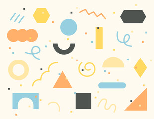 Wall Mural - various shapes and lines are freely scattered to form a pattern.