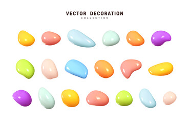 Wall Mural - liquid 3d shapes with colorful gradient in color. set isolated liquid elements of chameleon design p