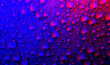 Water drops in neon lighting background