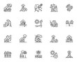 Natural disaster line icons set