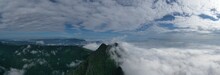 Drone Photo, High Angle, Fog On The Top Of Ban Pha Hee Mountain, Mae Sai District Chiang Rai Province, Thailand, Asia