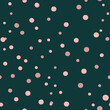 Vector pink polka dots dark green seamless pattern