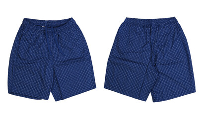 Sticker - Front and back blue men casual short pants on white background